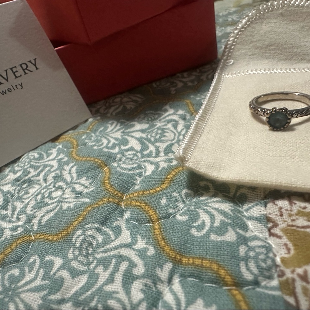 James Avery Silver Ring with Blue topaz Gem